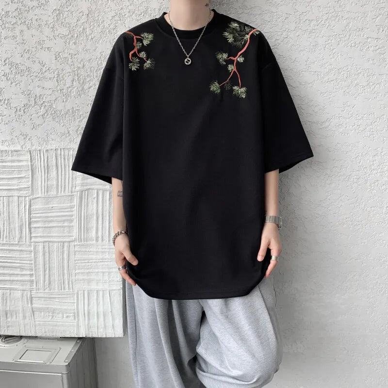 Men's Summer Half Sleeve Print Round -Neck Loose Casual T-Shirt