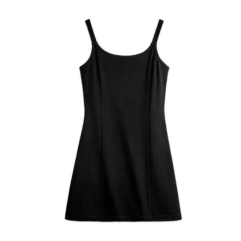 Slim Black Slip Dress - Sleeveless Bodycon Midi with Backless Design