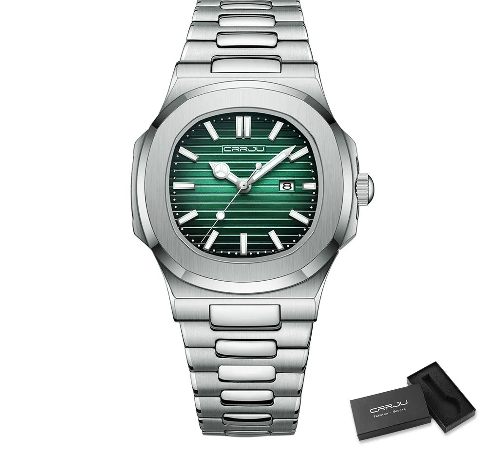 Men's Sports Watch - Square Dial Waterproof with Luminous Date Display