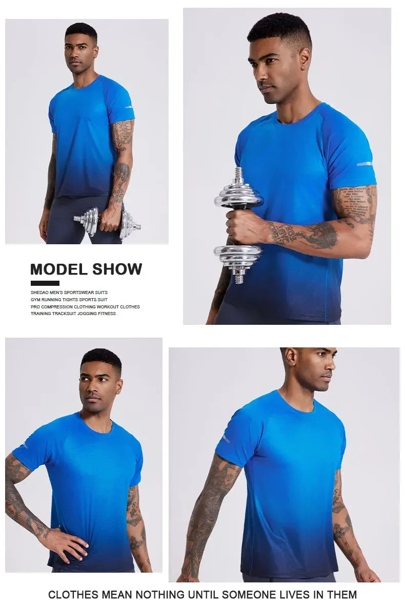 Men's Ice Silk Short Sleeve Running Exercise Sweatshirt Training  Sports T-Shirt