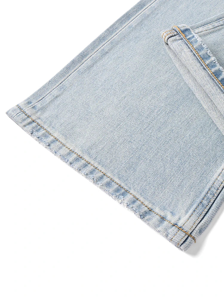 Men's High Standard Loose Relaxed 13.8oz 100% Cotton Ripped Denim Jeans - Plus Size