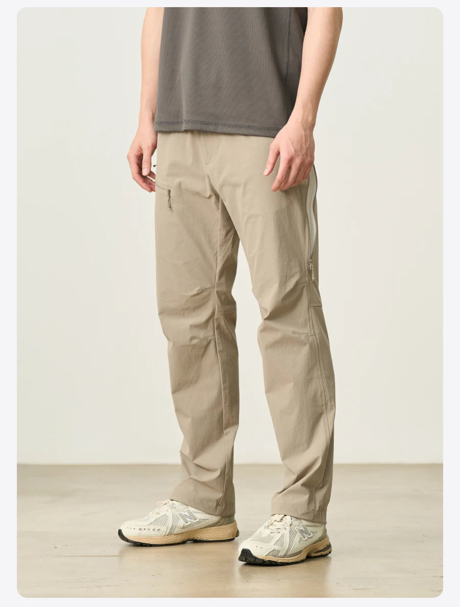 Men's Soft Shell Elastic Nylon Pants - 170gsm Loose Straight Trousers