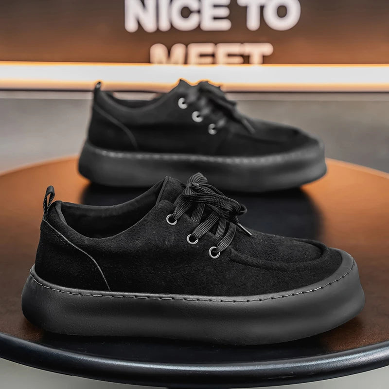 Men's Platform Suede Shoes Lace Up Shoes