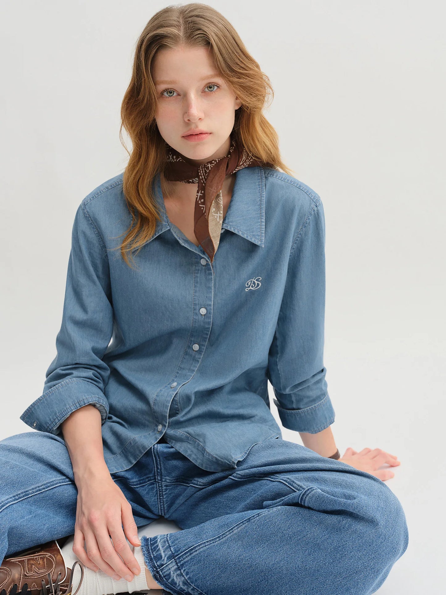 Women's Autumn Long Sleeve Shirt & A-Line Skirt Outfit