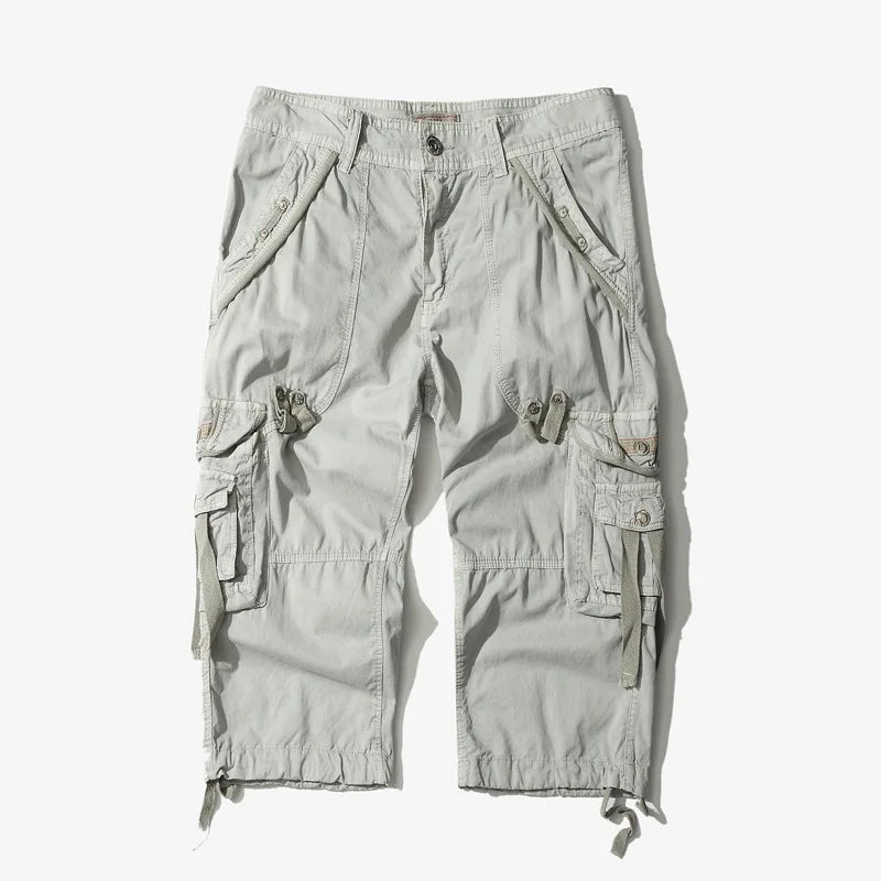 Men's Casual Summer Camouflage Cotton Cargo Shorts Without Belt