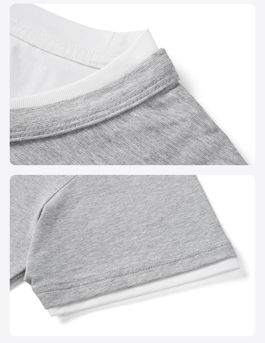Men's Cool-Feel Sorona Fabric T-Shirt - 210gsm Fake Double Layer Oversize