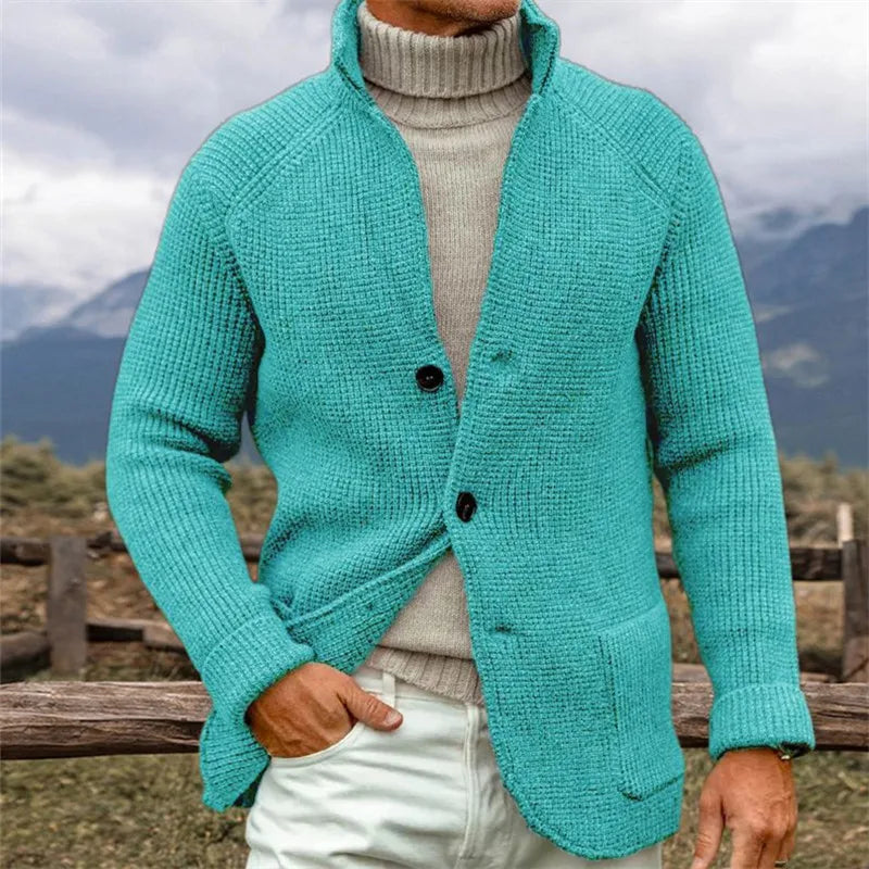 Autumn Winter Stand Collar Knit Cardigan - Vintage Style Sweater Coat