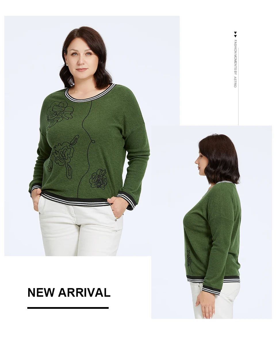 Women's Oversized Flower Embroidery Knitted Jumper