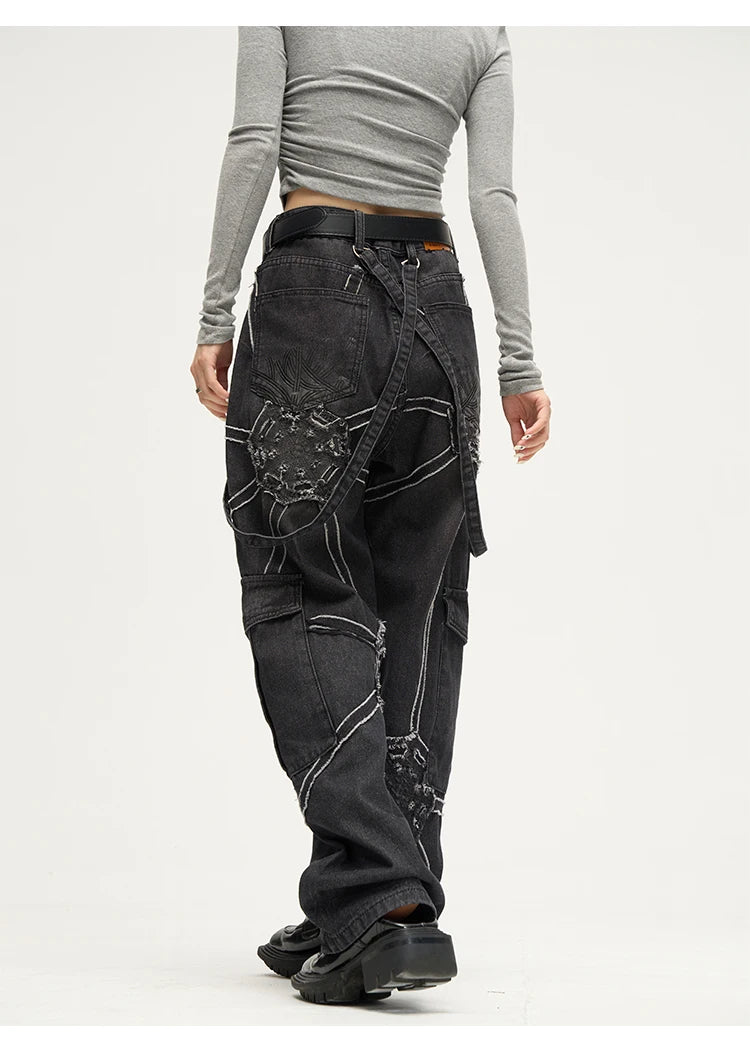 Men's Spider Splicing Baggy  Denim  Jeans