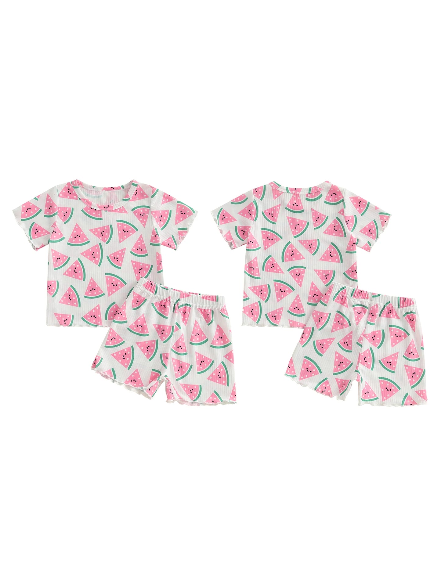 0-4Y Kids Girls Summer Clothes Sets Short Sleeve Watermelon Print T Shirts and Shorts Set