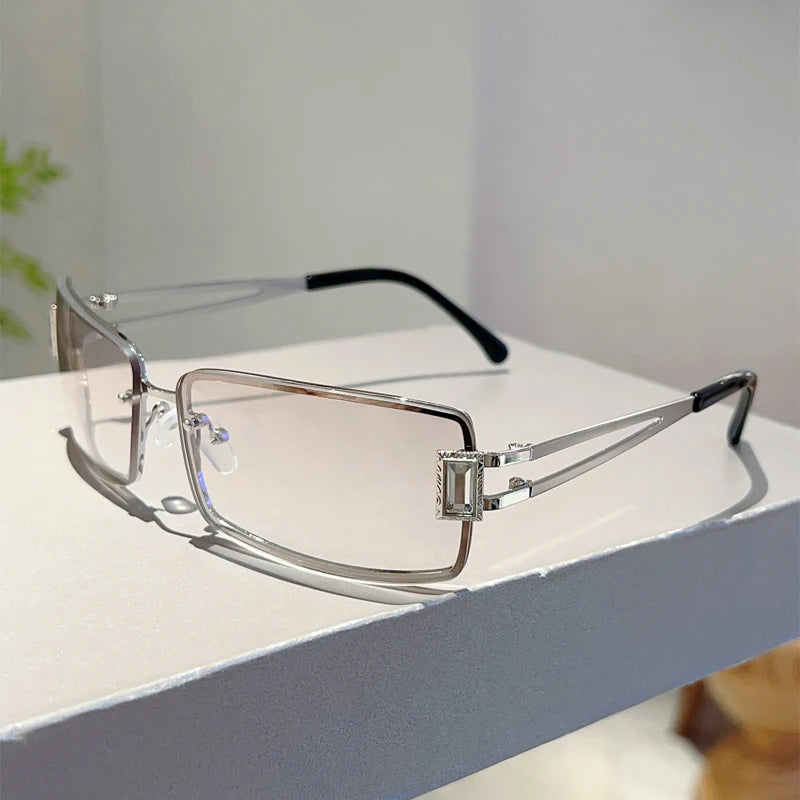 Unisex Rectangle Metal Gradient Sunglasses