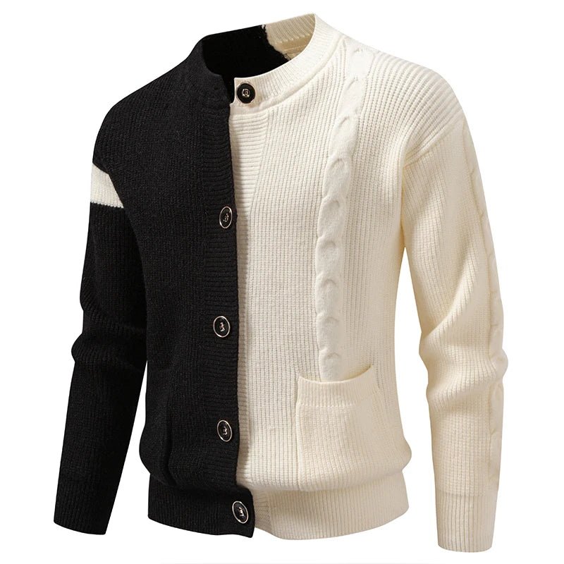 Men's Patchwork Knitted Cardigan