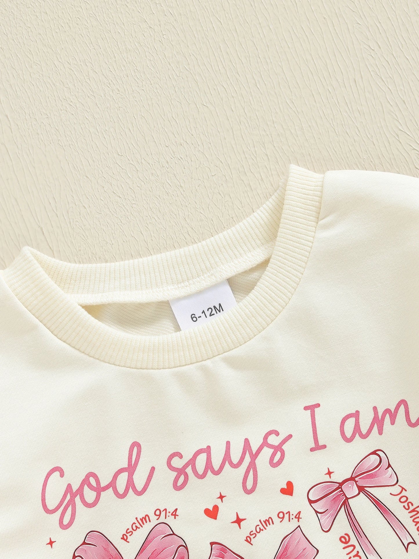 Baby Girls Fall Winter Clothes Set - Bow Letter Print Sweatshirt & Pants (0-3Y)