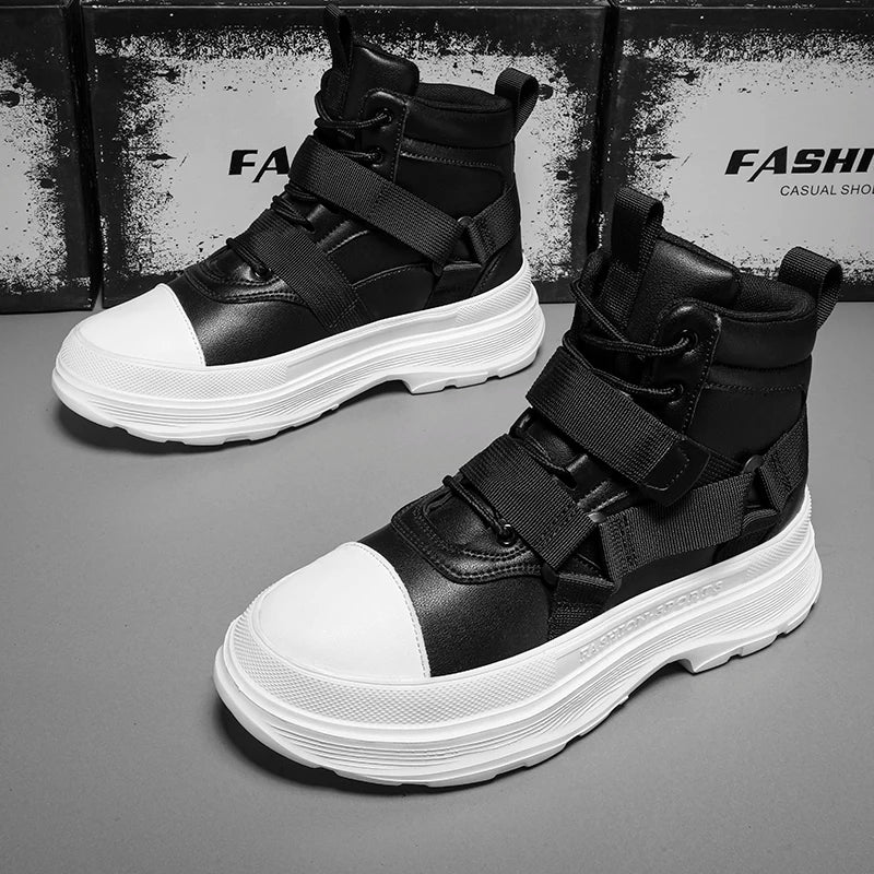 Men's High-Top Platform Sneakers - Casual Ankle Boots