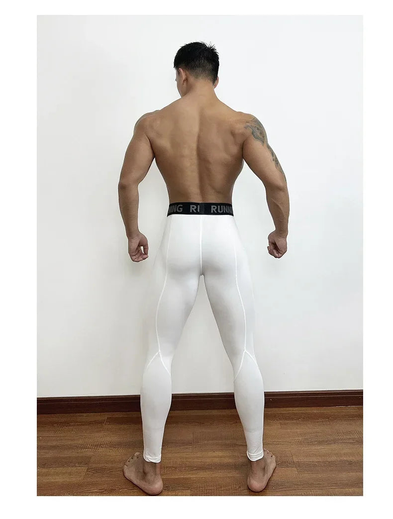 Men's Gym Compression Pants Quick Dry Reflector Sportswear Running Tights Fitness Training Sport Leggings