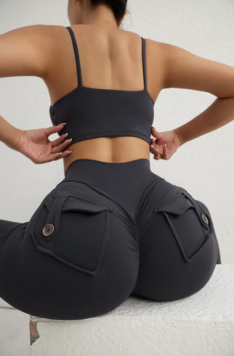 High Waist Scrunch Leggings - Push Up Yoga Pants with Pockets