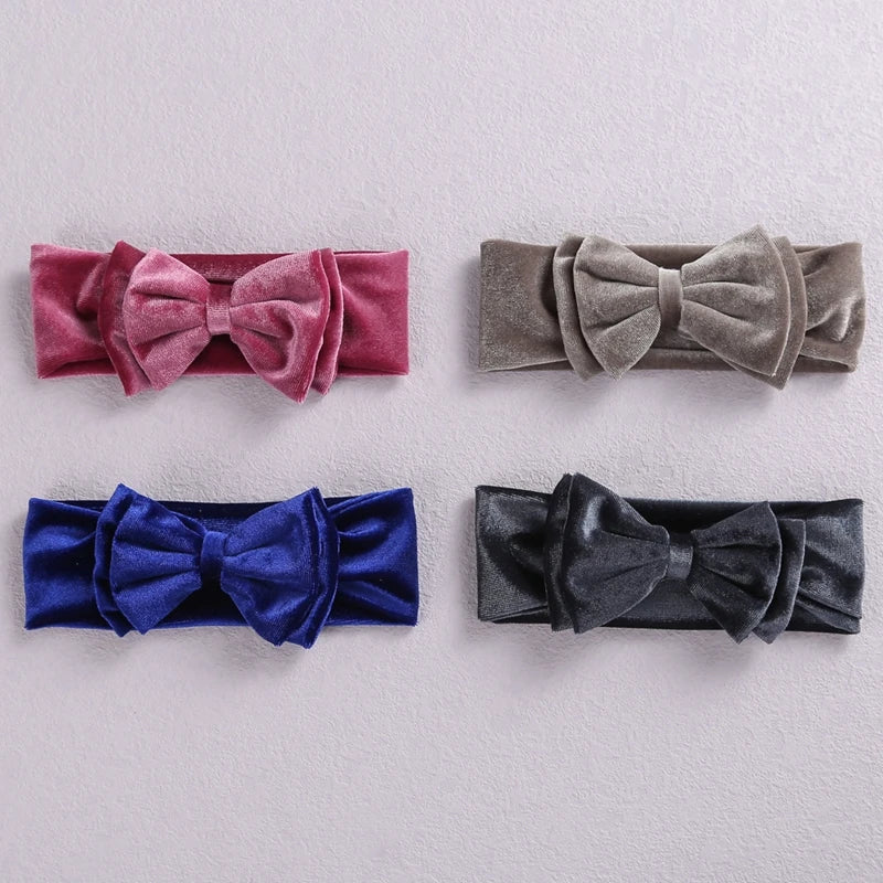 Toddler Baby Girls Bow Headbands Soft Stretchy Velvet Hairbands Hair Accessories