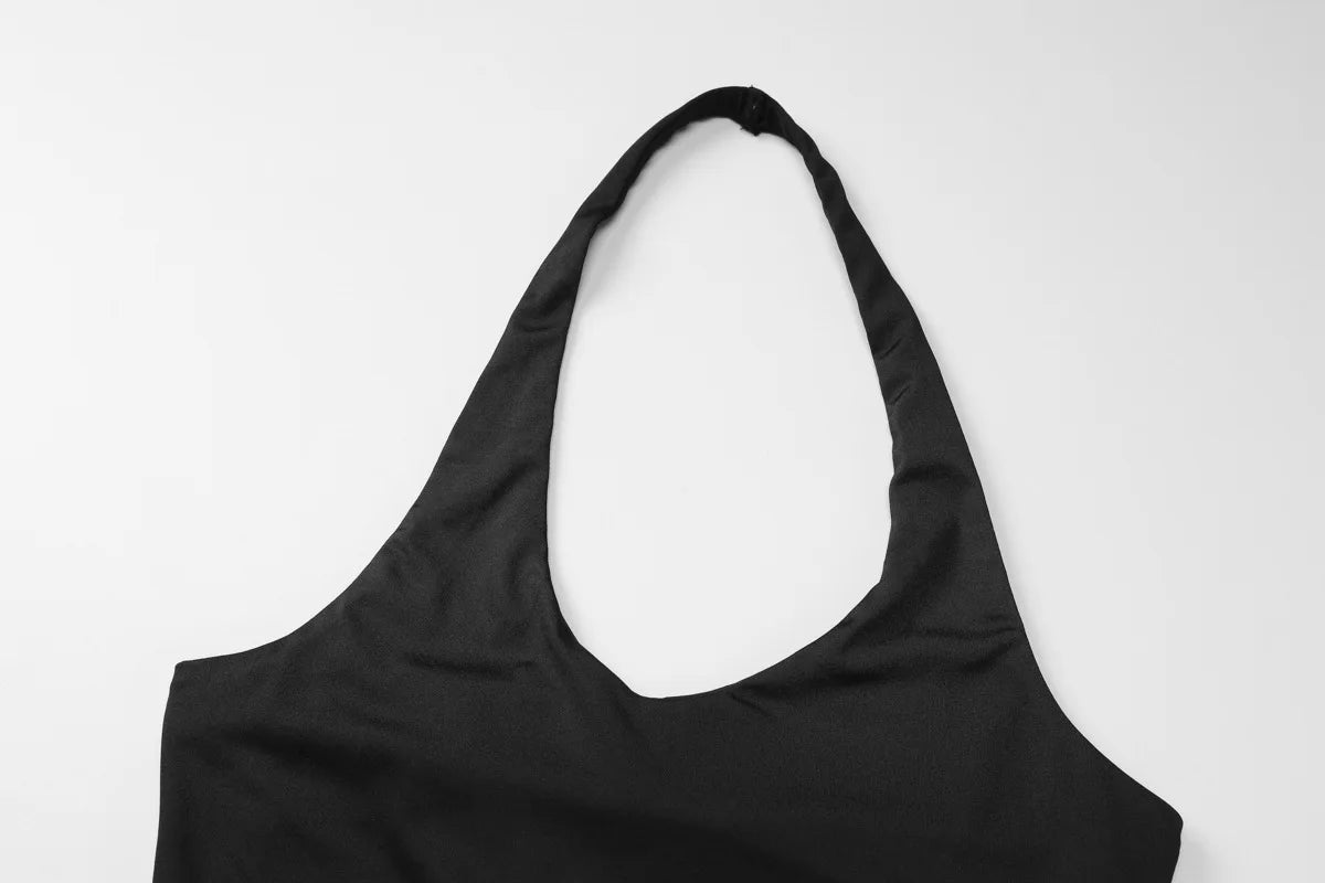 Wrap Around Halter Maxi Dress - Black Backless Evening Gown