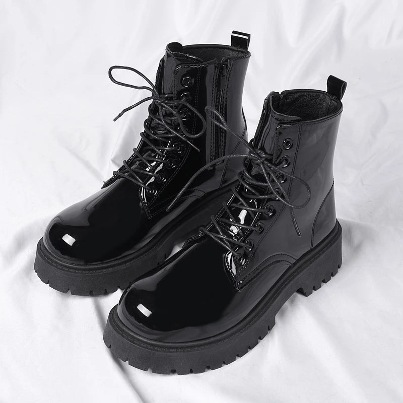 Men's Casual Platform Lace Up Chunky Ankle Boots