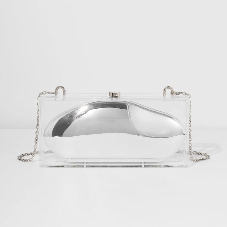 Women's Square Acrylic Chain Shoulder Bag – Elegant Clutch Crossbody Purse