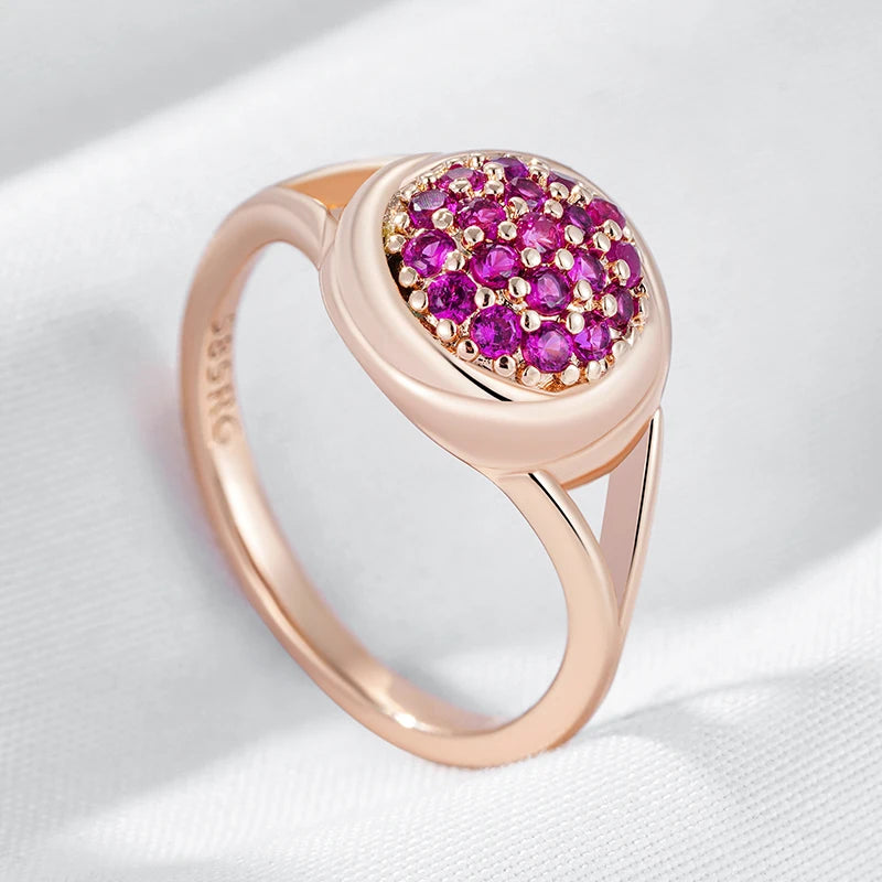 Stunning Red Zircon Wedding Ring - Rose Gold