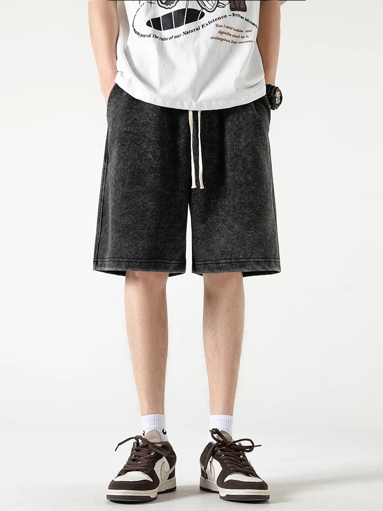 Men's Distressed Drawstring Shorts