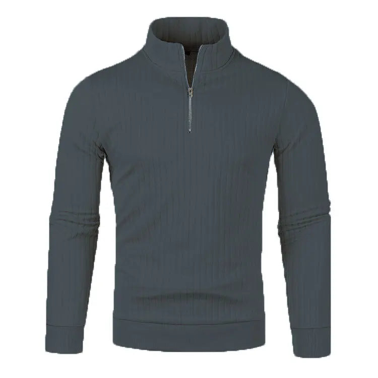 Half Zip Knitted Pullover - Men's Casual Stand Collar Sweater