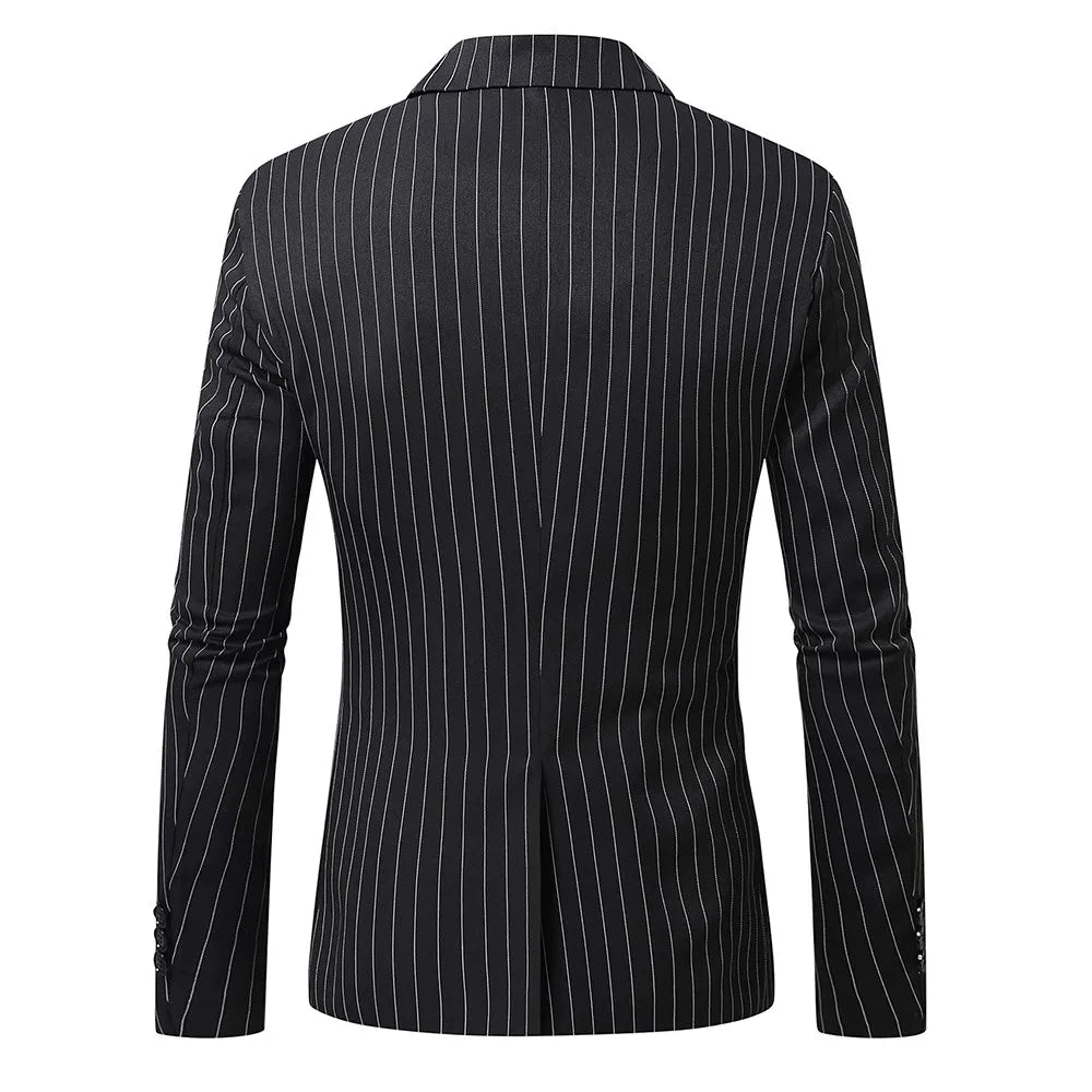 Men's Striped Blazer - Slim Fit Smart Casual Wedding Suit Jacket