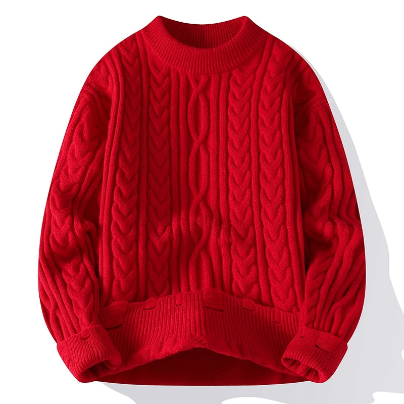 Men's Round-Neck  Knitted Pullover Loose Sweater