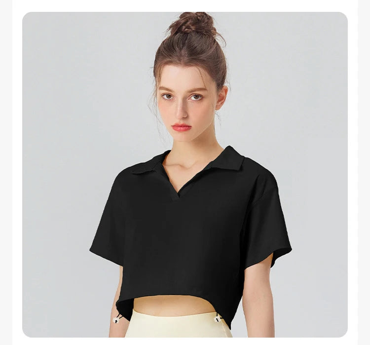 Women's Multi-Sport Athletic T-Shirt - Breathable Crop Top for Yoga & Tennis