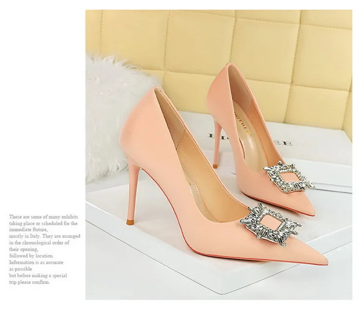 Women's Metal Rhinestone High Heels Silks Satins  Stilettos