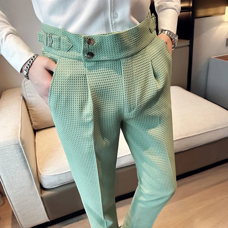 Men's High waist Smart Casual Solid Colour Formal Trousers