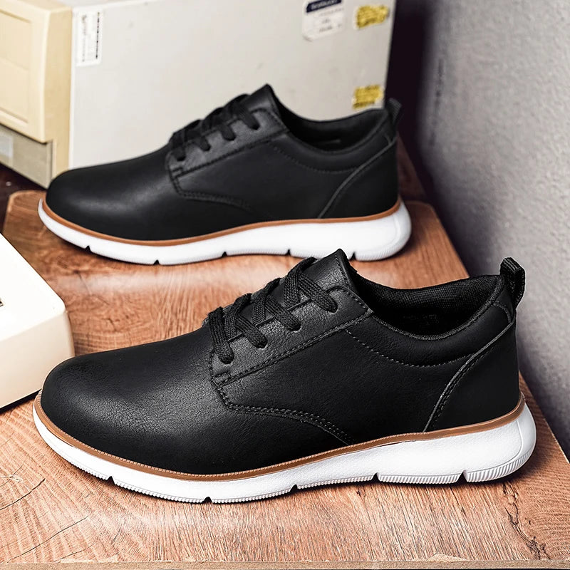 Men's Casual Leather Lace-up Flat British Comfortable Shoes