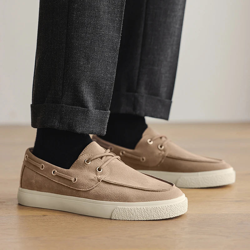 Slip-On Leather Sneakers - Men's Breathable Skateboard & Tennis Loafers