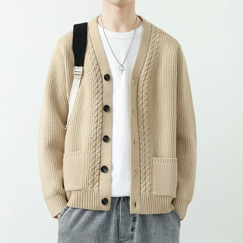Men's Knit Cardigan Sweater - Slim Fit V-Neck Sweatercoat Outerwear