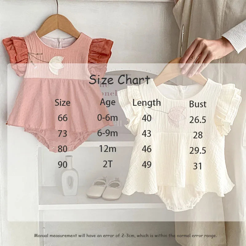 Summer Baby's Girls Tulip Embroidery Girl One Piece Ruffle Sleeve Babygrow Outfit