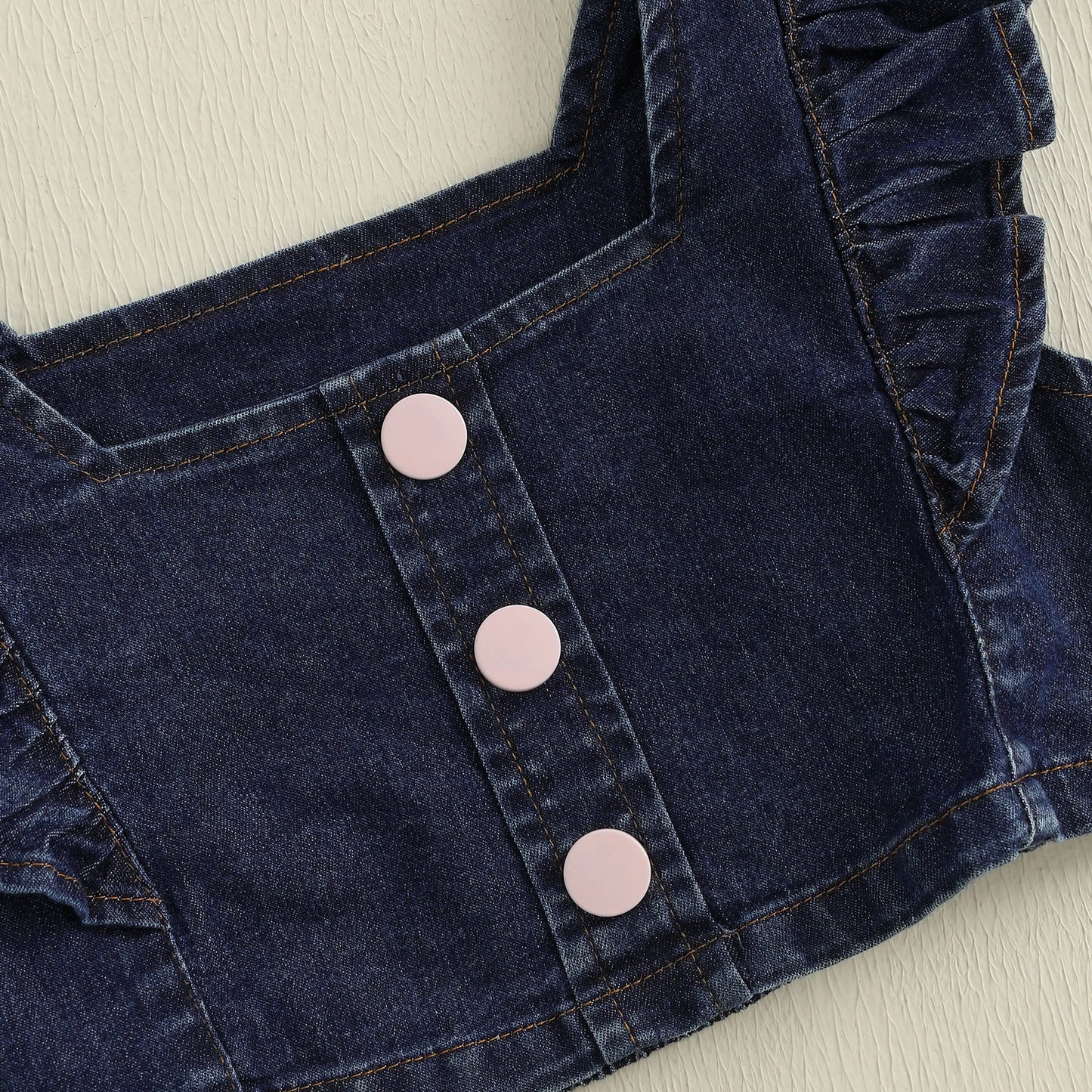 1-6Y Kids Girls Summer Clothes Set Outfits Fly Sleeves Denim Tank Top and Elastic Shorts with Belt