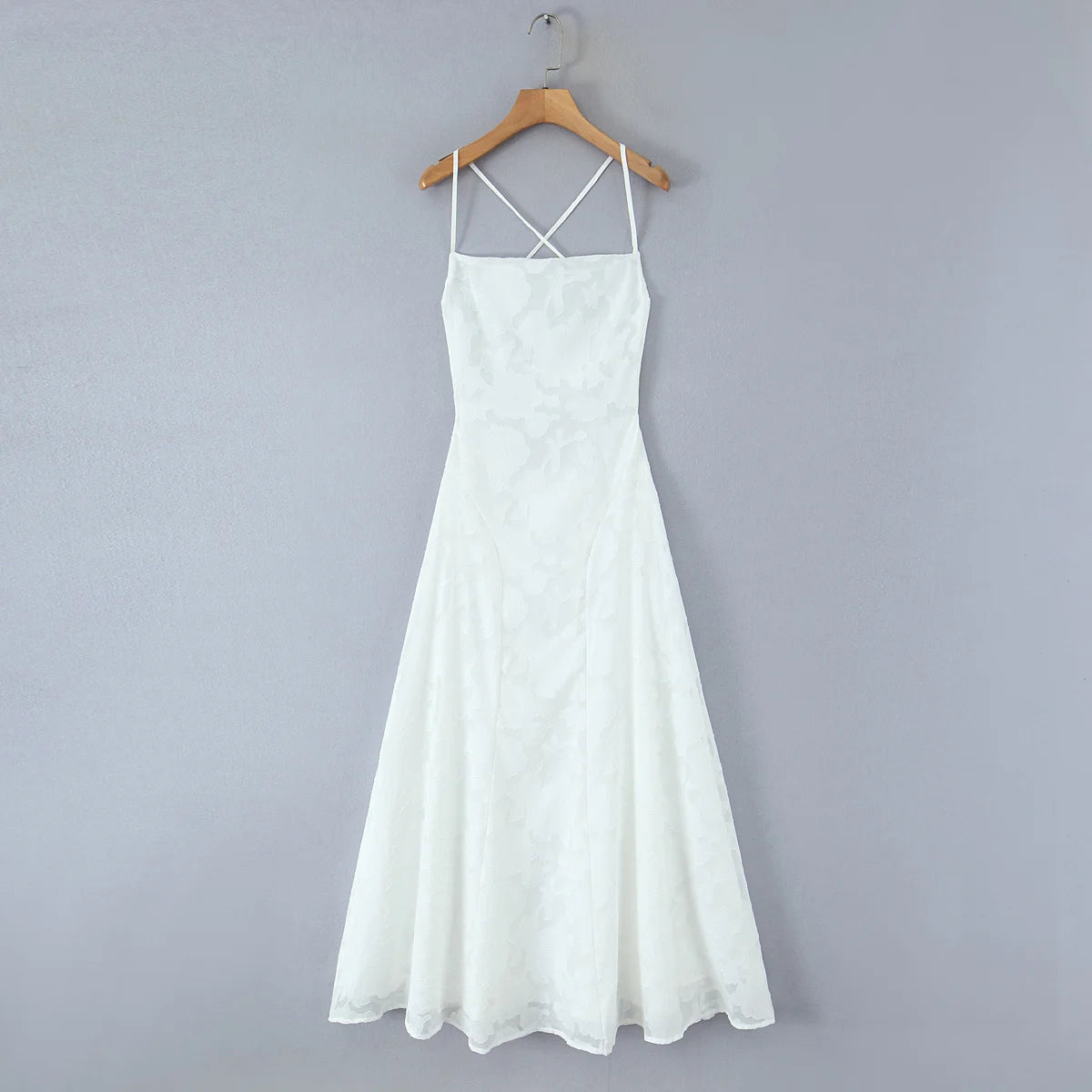 Backless Bandage Evening Dress - Elegant Jacquard A-Line Maxi Dress