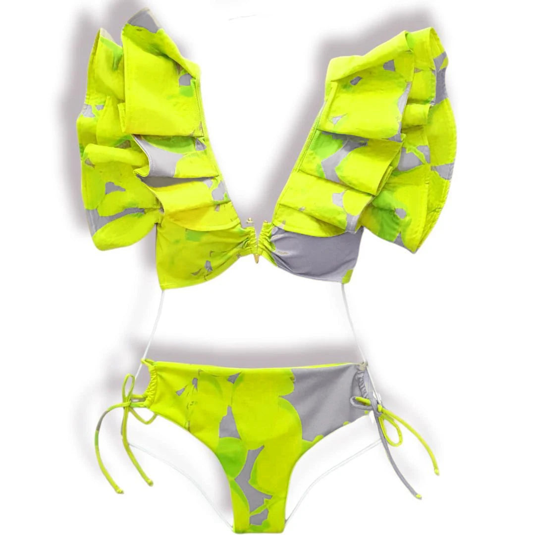 Women's Ruffle Strap Swimsuit Bikini Set