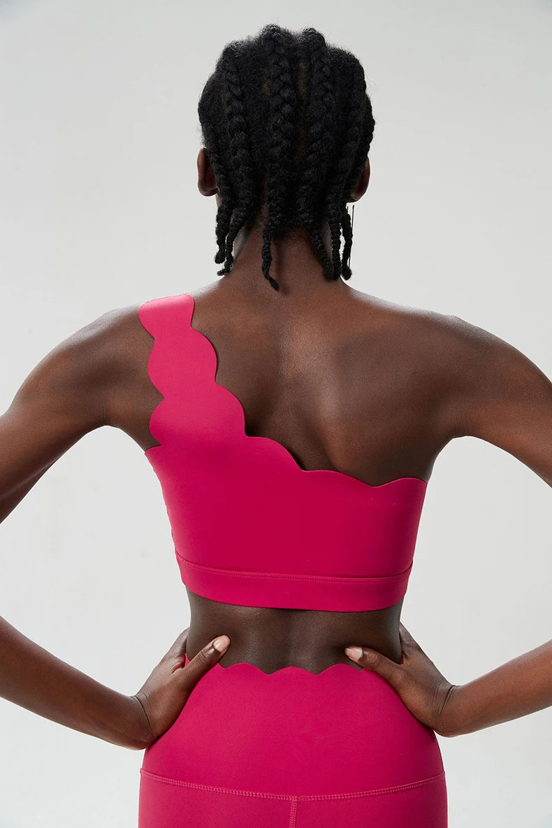 Women's Fitness Yoga Bra Single Strap Sports Underwear Soft Stretchy Gym Running Crop Top Breathable Workout Top