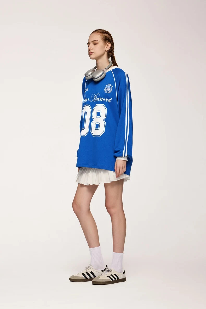 Unisex Graphic Football Jersey Loose Fit Long-sleeved sportswear T-Shirt