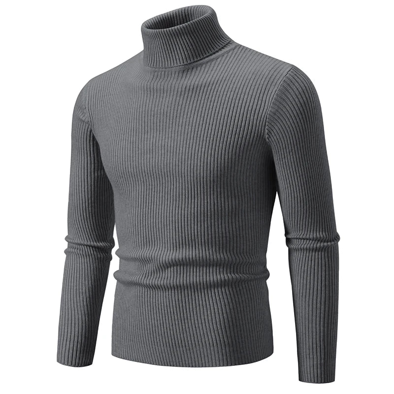 Men's Slim Fit Turtleneck Sweater - Warm Knitted Pullover