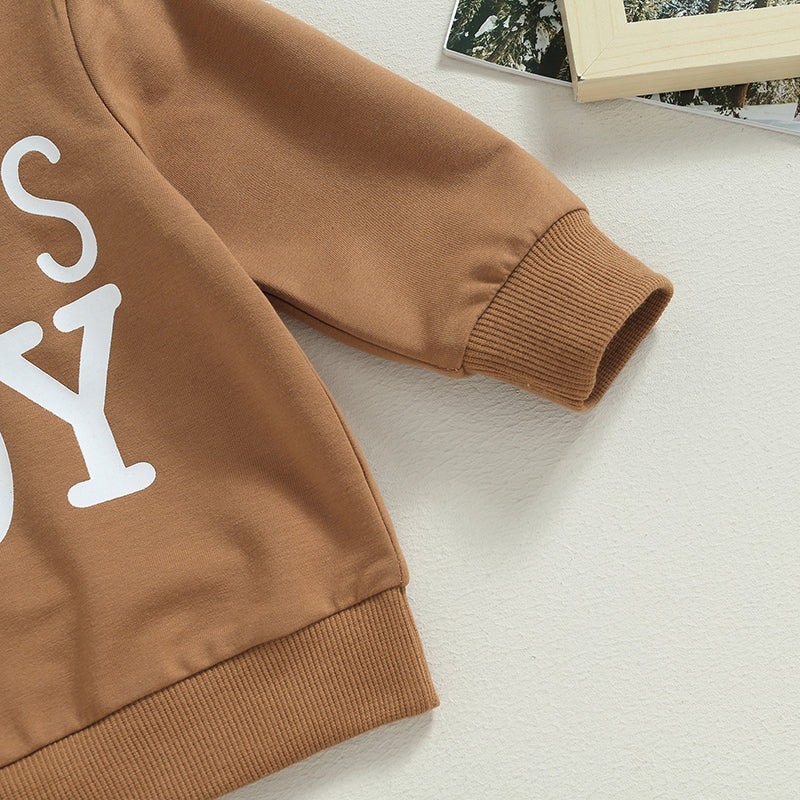 0-3Y Autumn Casual Kids Boys Clothes Set 2pcs Letter Print Hooded Pocket Top Colour Patchwork Long Pants