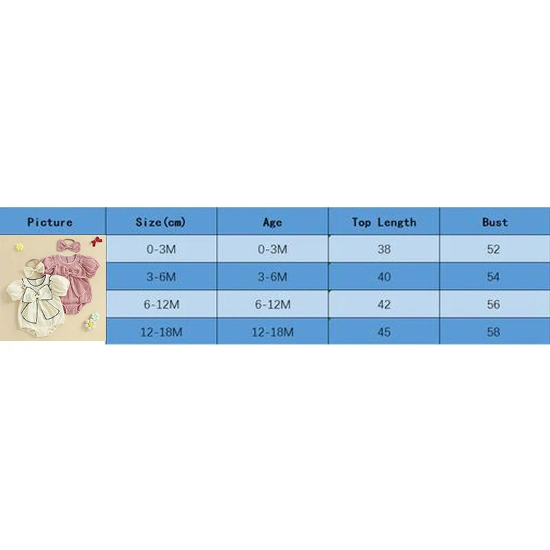 Baby Girls Bow Bubble Romper with Headband - Short Sleeve Ruffled Jumpsuit