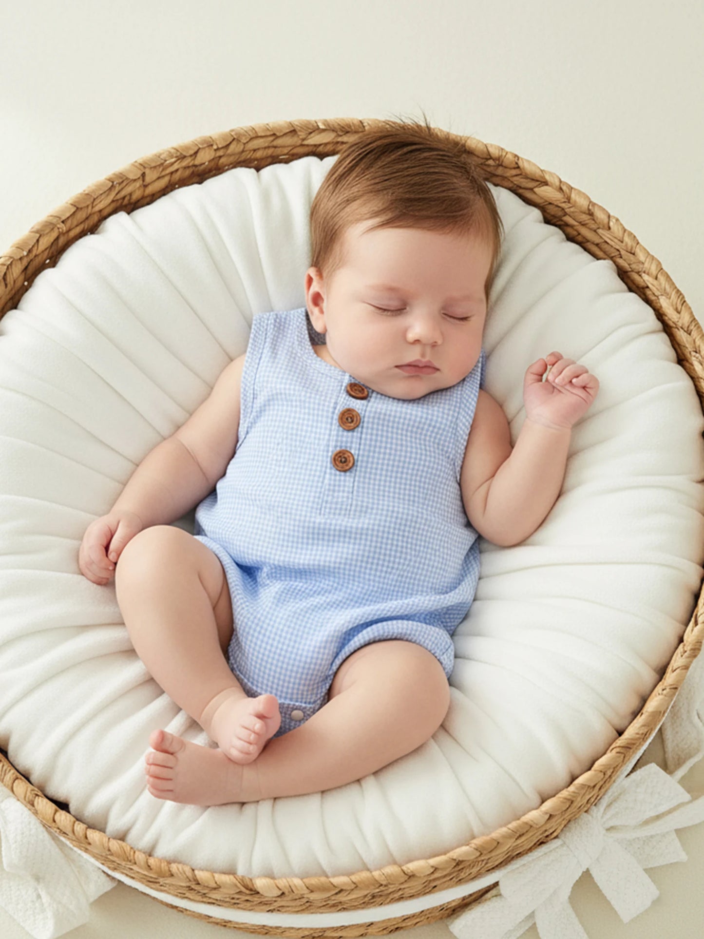 Baby Romper - Plaid Button-Down Sleeveless Jumpsuit (Unisex)