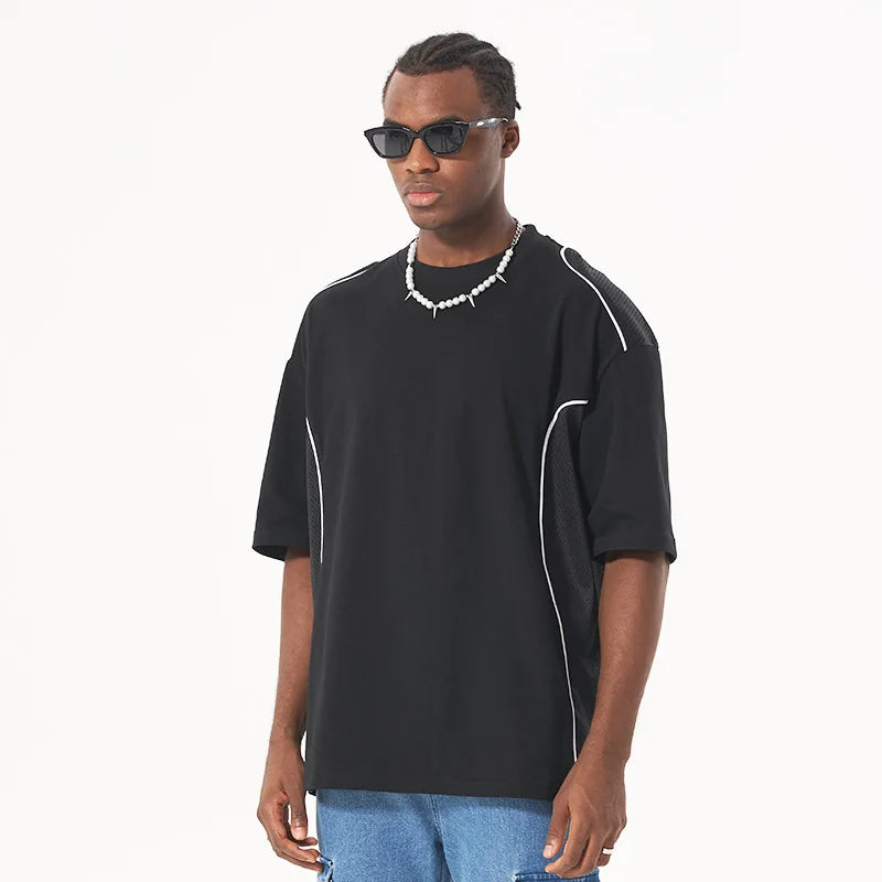 Men's Mesh Panel Cotton T-Shirt - Breathable Tee