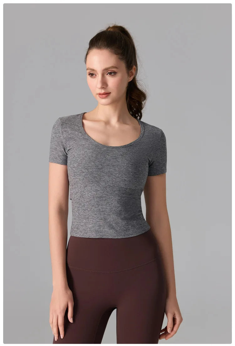 Women's Slim Fit Workout T-Shirt - Quick Dry Athletic Top for Yoga & Running