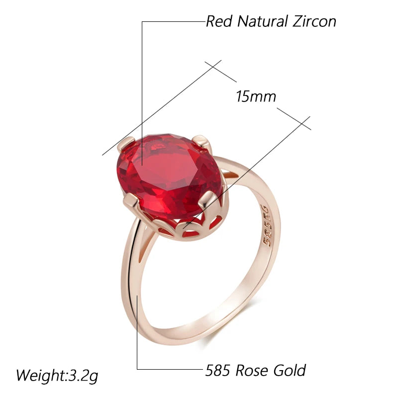 Shiny Oval Red Zircon Pendant Necklace - Rose Gold