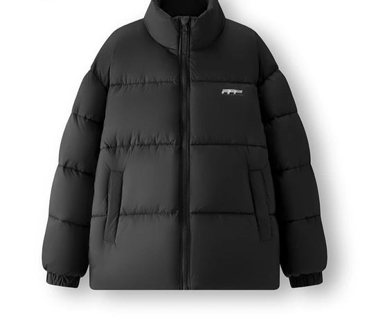 Cotton Padded Jacket Men Thick Printed Texture Stand Collar Winter Fashion Outerwear