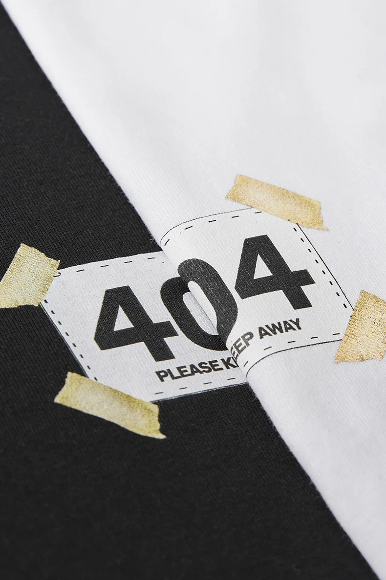 Unisex 404 Print 65G Heavyweight American Street Style Casual Short Sleeve T-Shirt